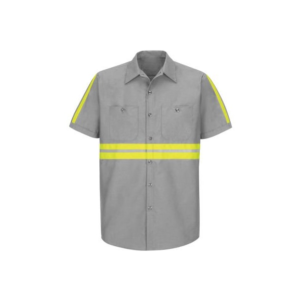 Vf Imagewear Red Kap Enhanced Visibility Industrial Short Sleeve Work Shirt, Gray, Poly/Cotton, Regular S SP24EGSSS - main